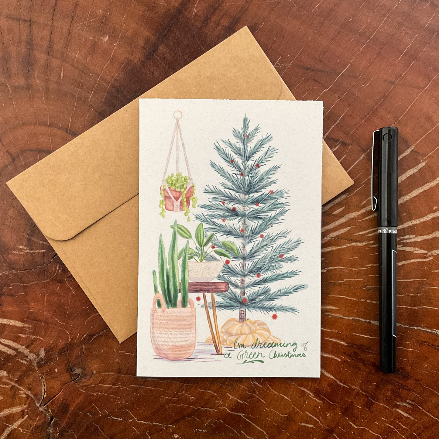Green Christmas Greeting Card
