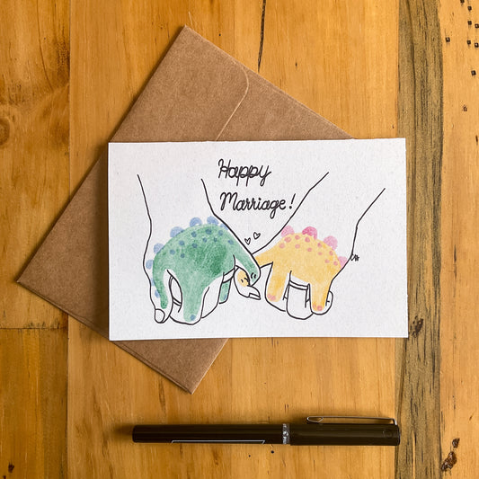 Happy Dino Marriage Greeting Card