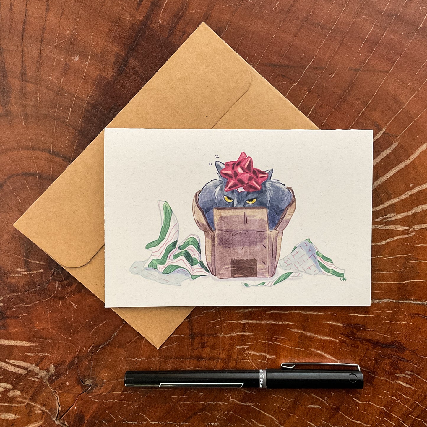 Holiday Cat-in-the-Box Greeting Card